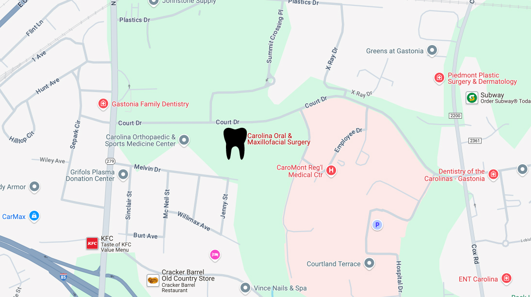 Carolina Oral & Maxillofacial Surgery location pin pointed on a map